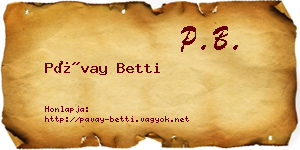 Pávay Betti névjegykártya